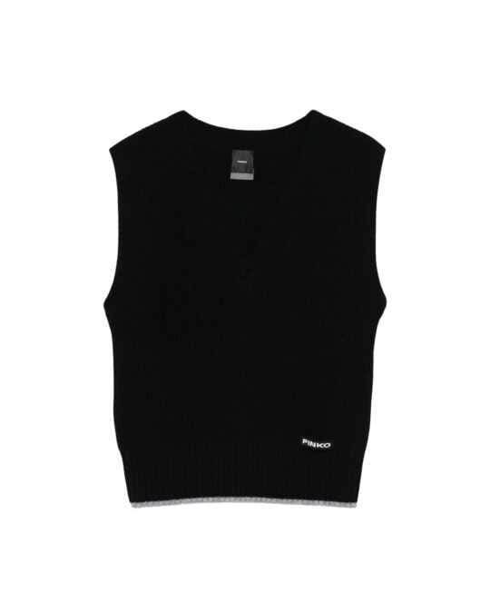 Chaleco de punto con cuello en V