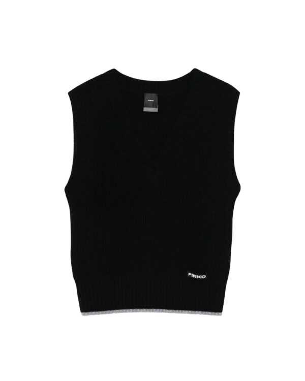 Chaleco de punto con cuello en V