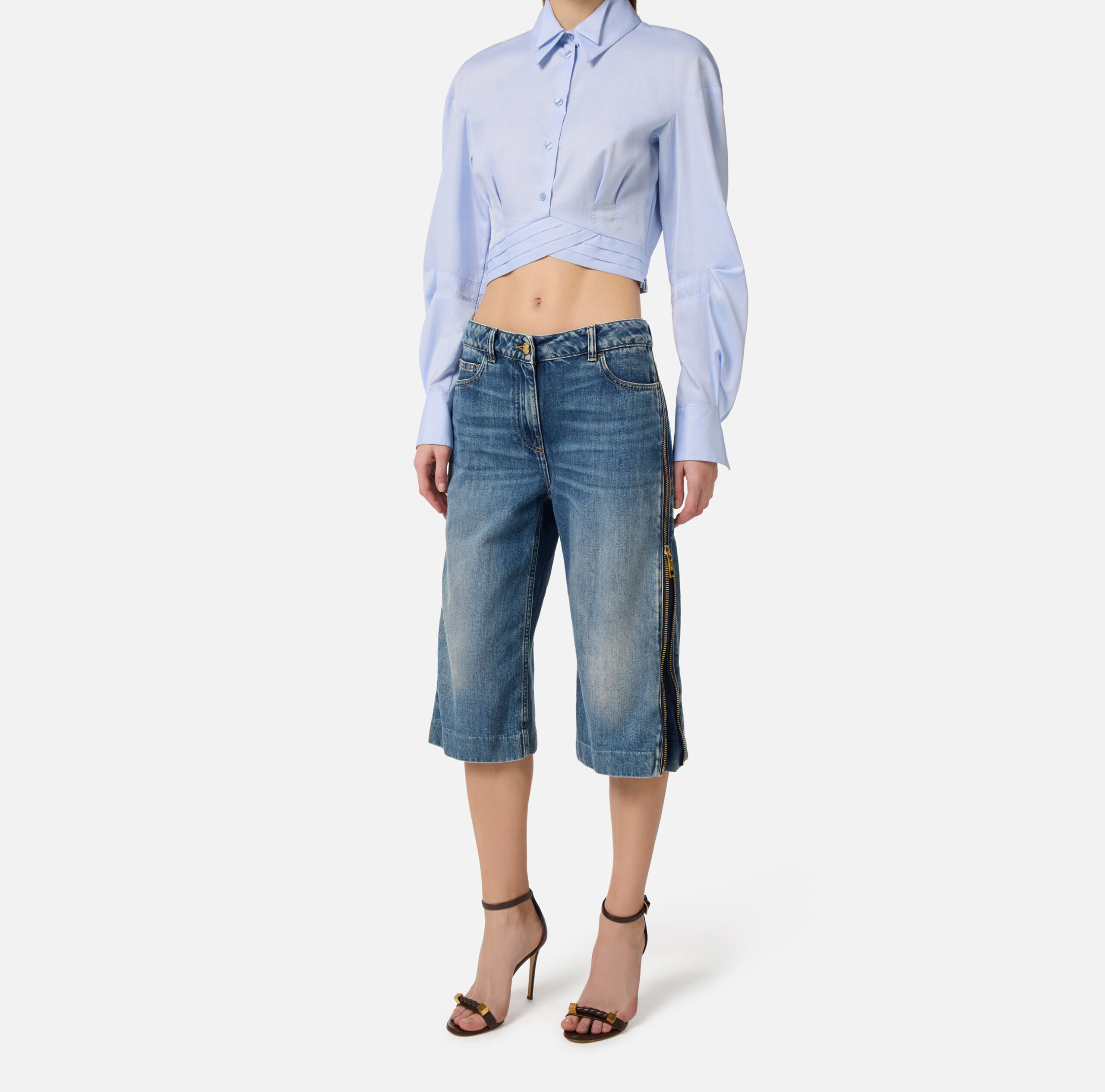 Pantalón denim bermuda con cremallera - Imagen 3