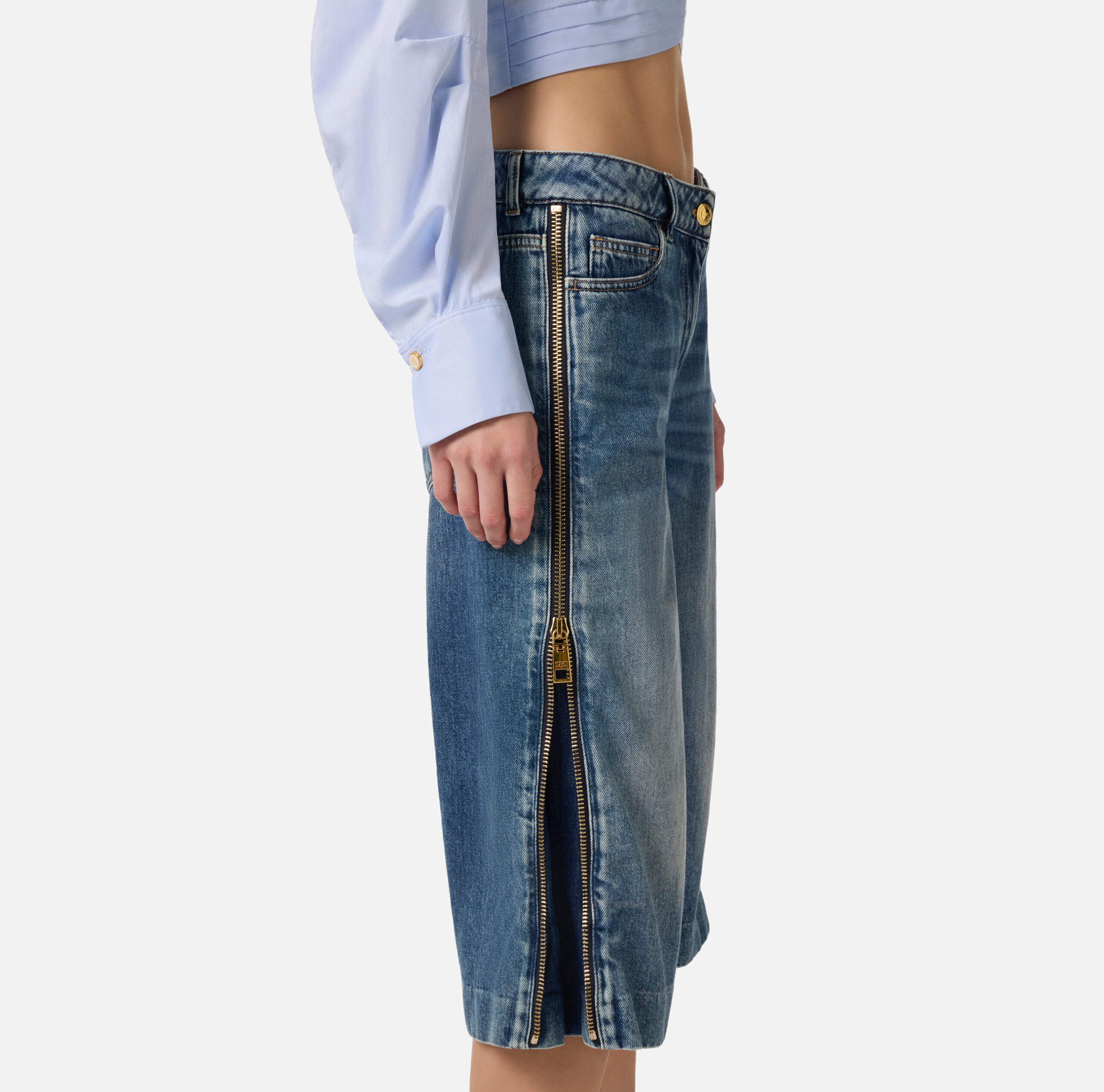 Pantalón denim bermuda con cremallera - Imagen 4