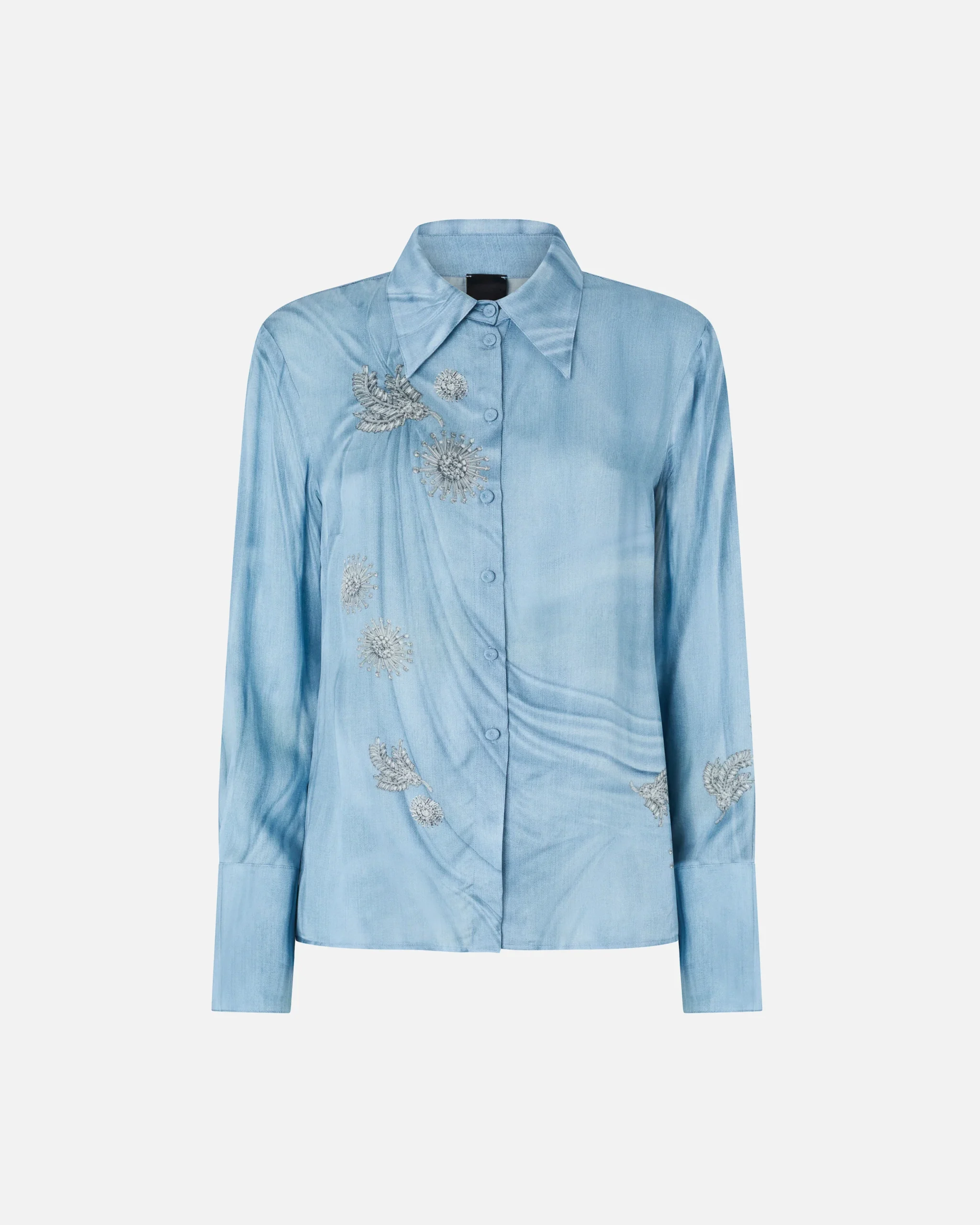 Camisa fluida con estampado aplicado de joyas - Preventa