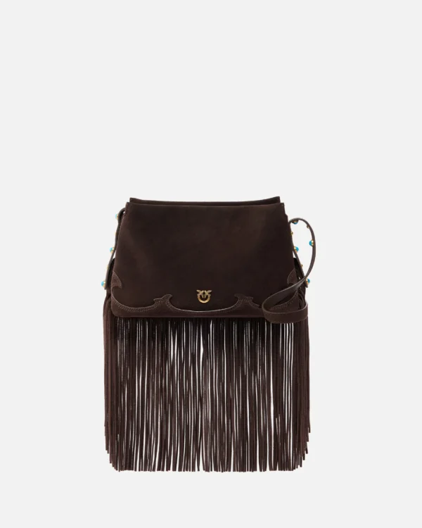 Bolso bandolera pequeño One, Two, Three Bag de ante con flecos