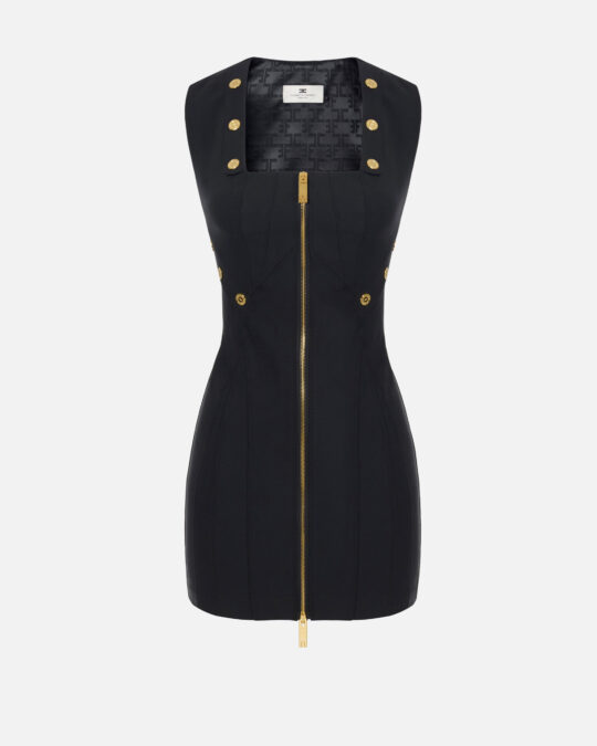 Vestido de tela bielástica con botones joya - Preventa