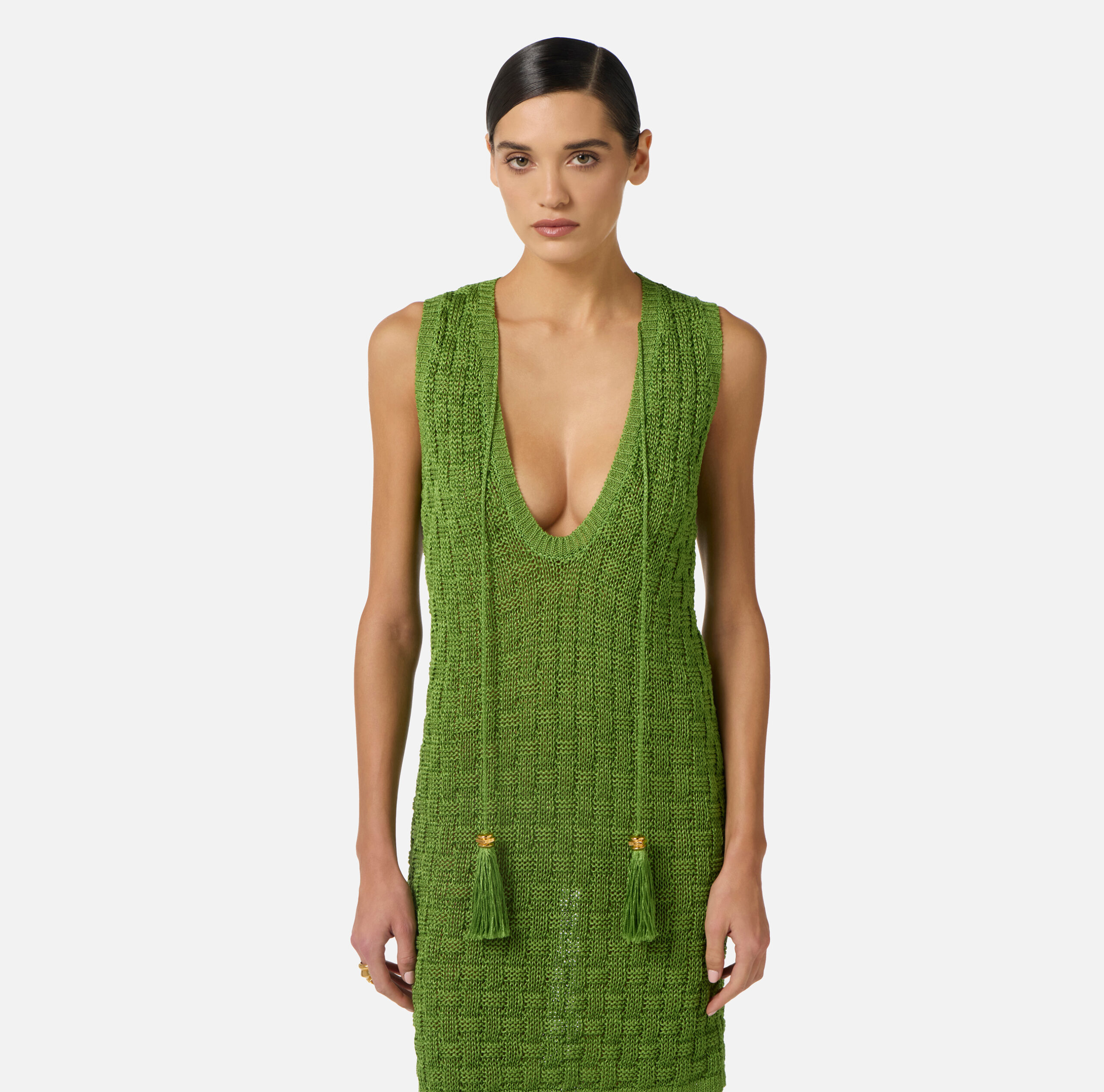 Mini vestido de punto con pequeñas borlas - Imagen 2