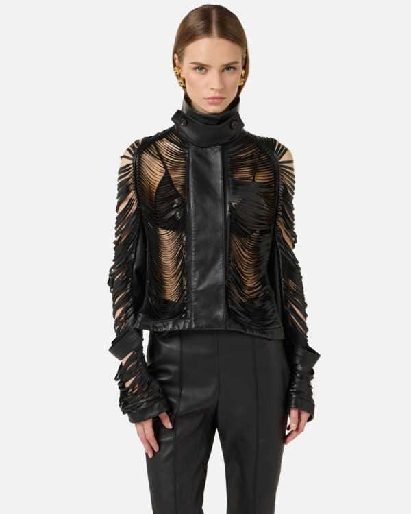 Chaqueta de napa con flecos