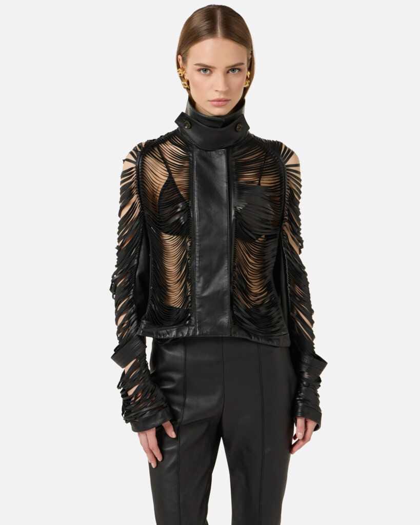 Chaqueta de napa con flecos