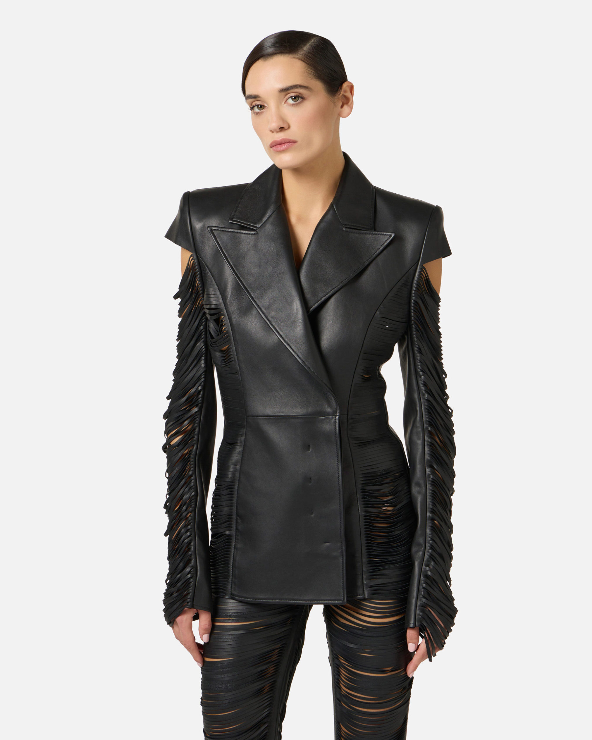 Chaqueta de napa con flecos