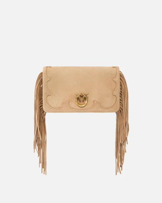 Bolso bandolera pequeño Love Bag Click Soft Horizontal Mini de ante con flecos