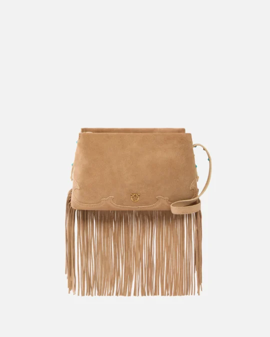 Bolso bandolera pequeño One, Two, Three Bag de ante con flecos