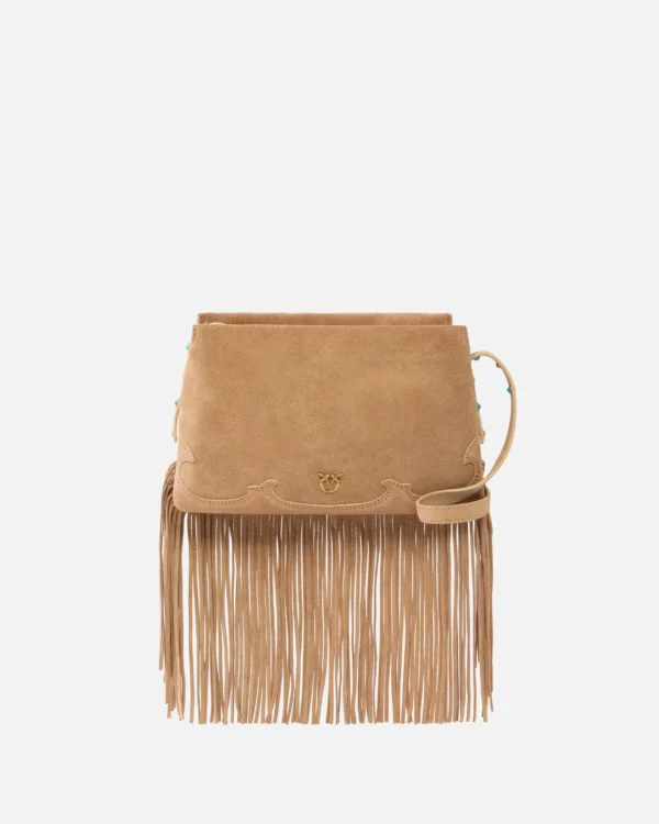Bolso bandolera pequeño One, Two, Three Bag de ante con flecos
