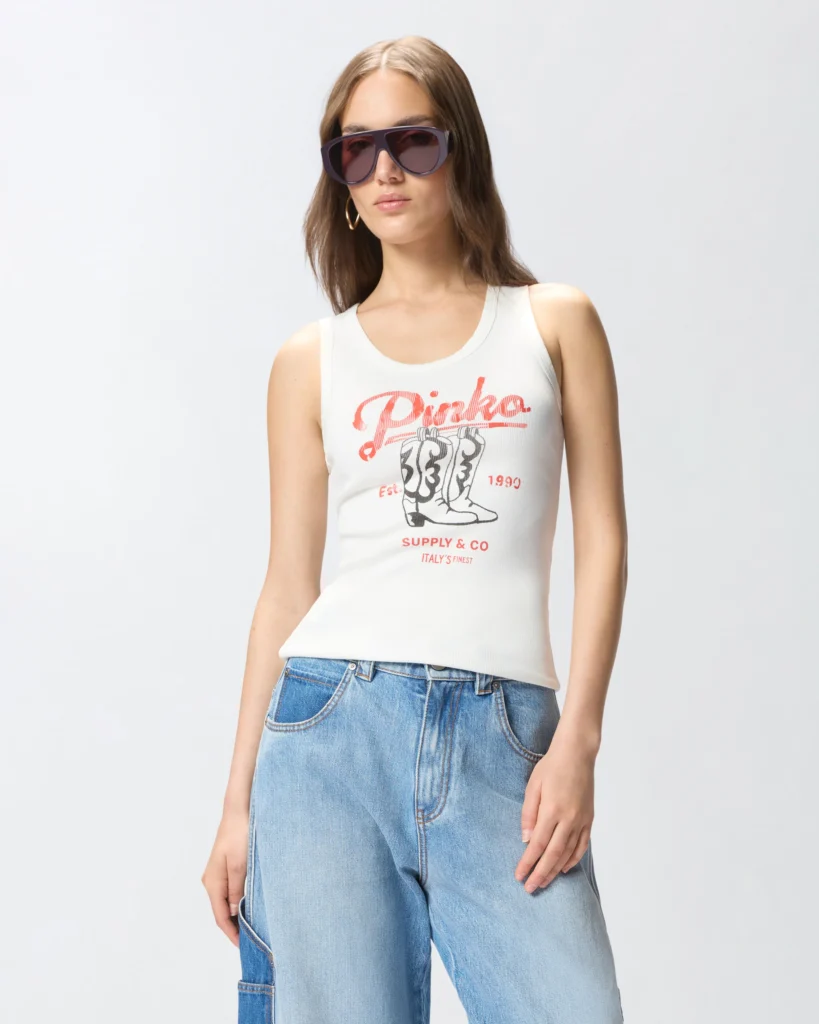 Top sin mangas con estampado retro