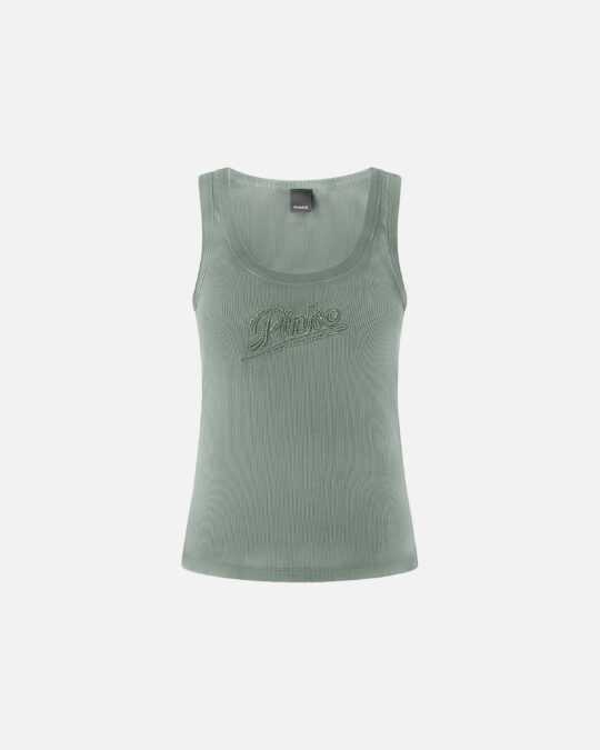 Camiseta sin mangas con bordado PINKO y pedrería