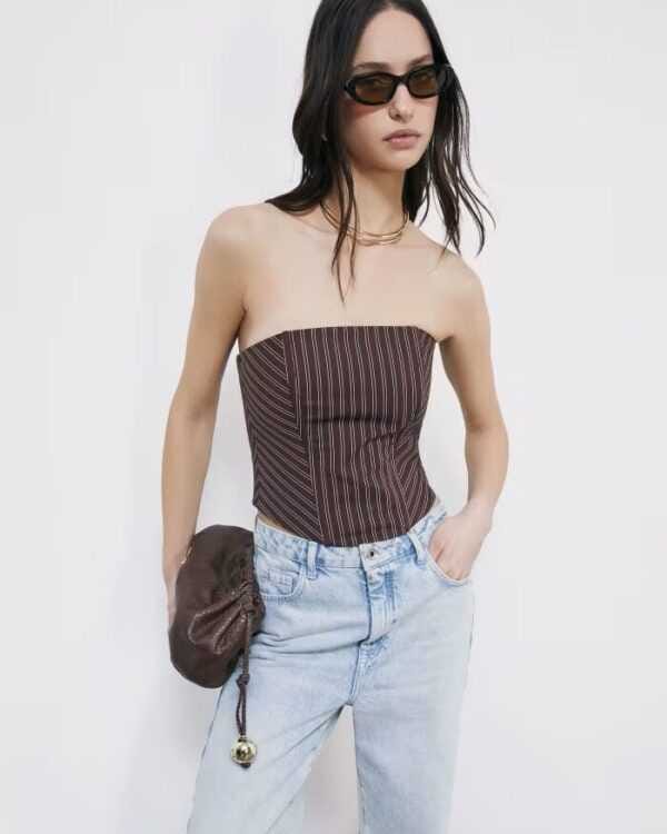 Top bustier de popelina stretch
