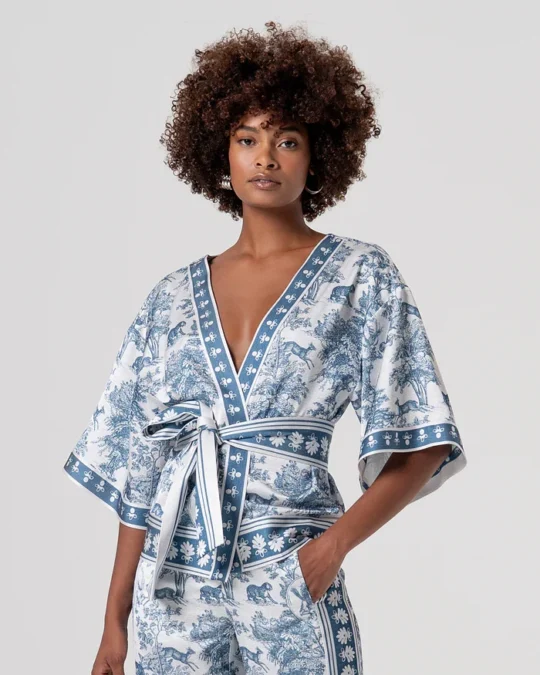 Chaqueta estilo kimono con estampado