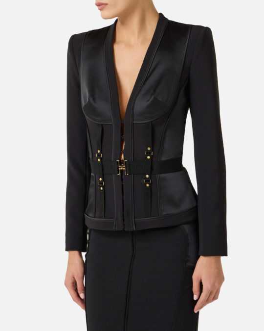 Chaqueta corsé de crepé ligero y raso