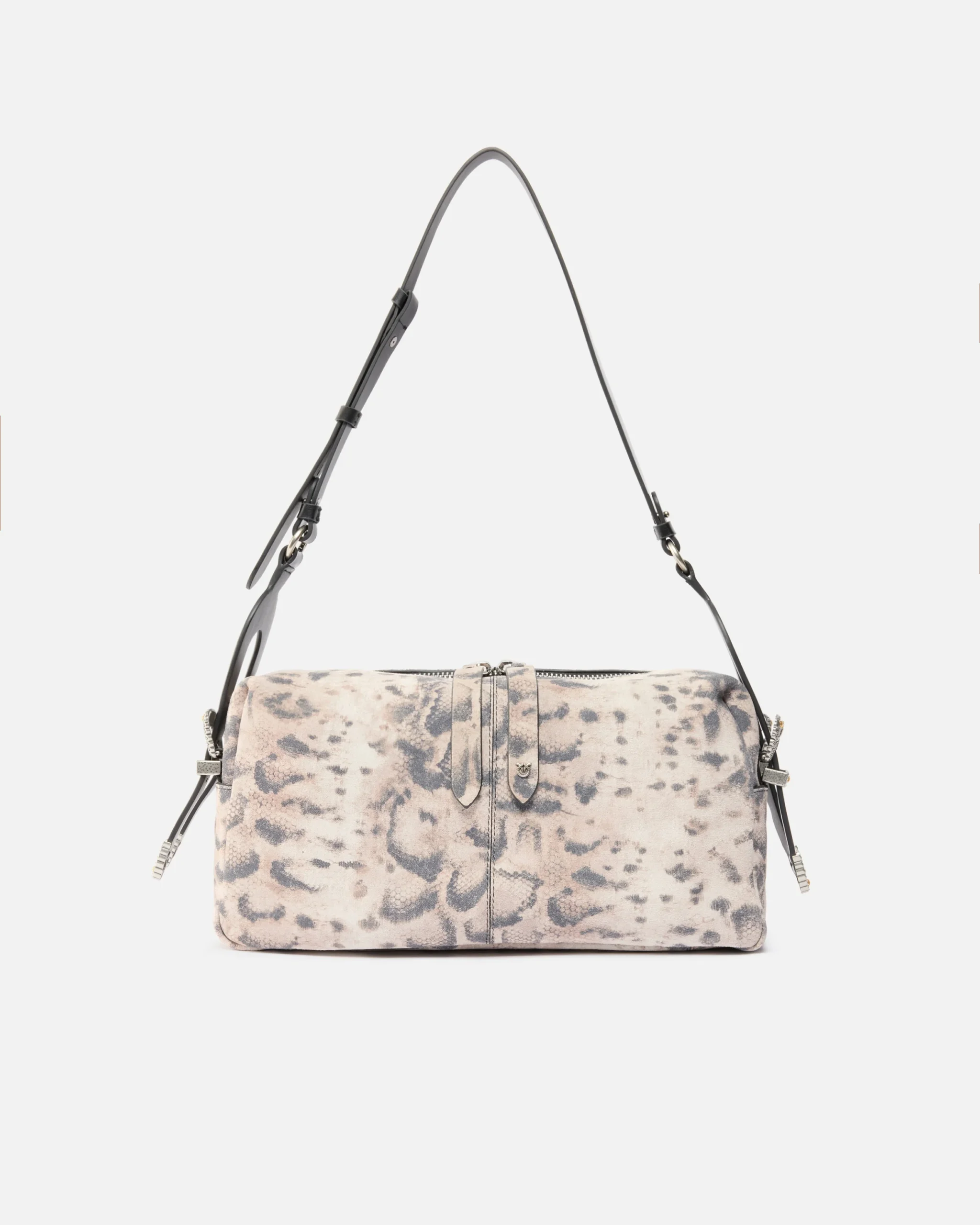 Bolso de hombro mediano Keeper Bag de ante con estampado de pitón