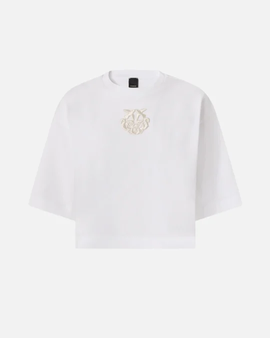 Camiseta corta con bordado Love Birds