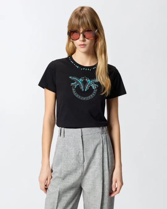 Camiseta con maxibordado joya Love Birds