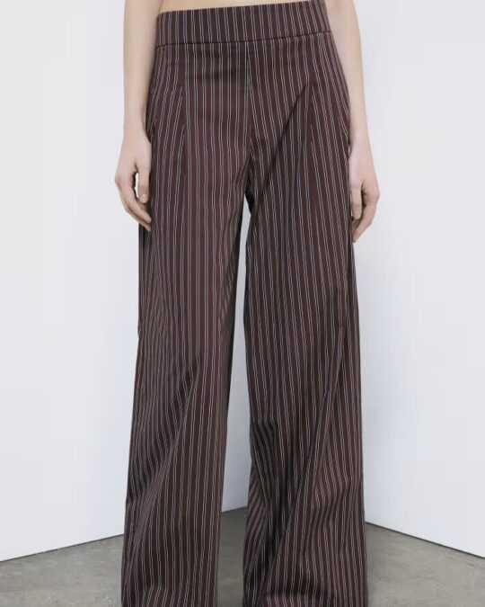 Pantalón palazzo en popelina elástica