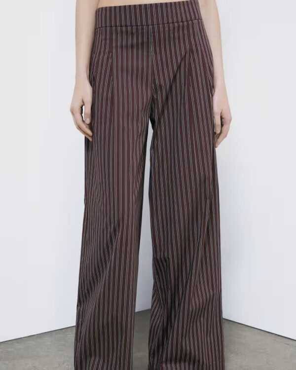 Pantalón palazzo en popelina elástica