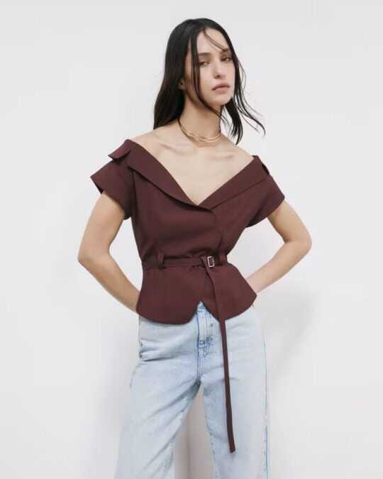 Chaqueta sartorial corta con cinturón