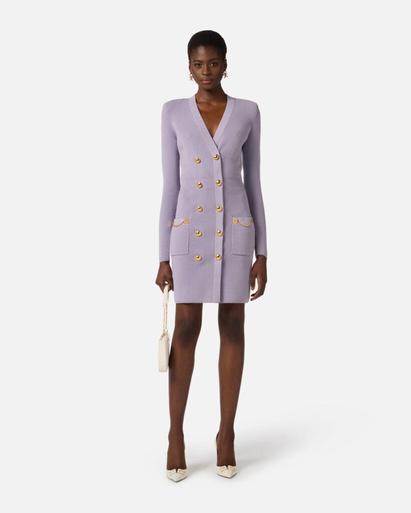 Vestido de punto con botones joya