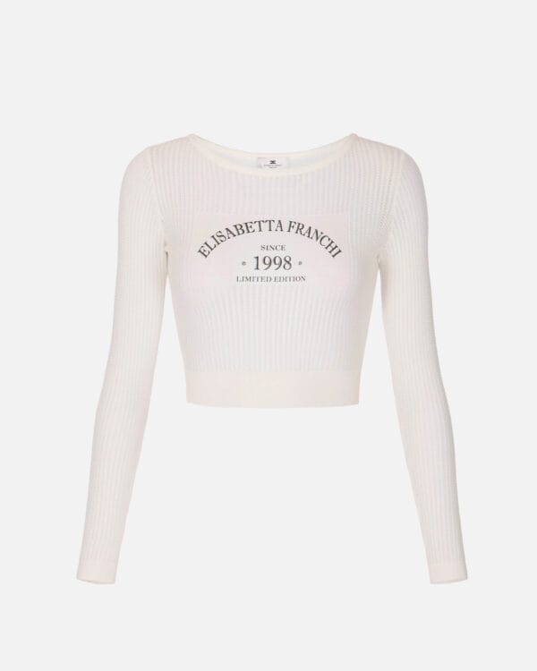 Top de punto con logotipo estampado