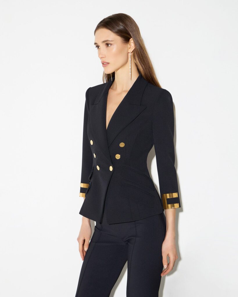 Chaqueta de doble crepé elástico con logotipo joya de Elisabetta Franchi para CLNDSTNO