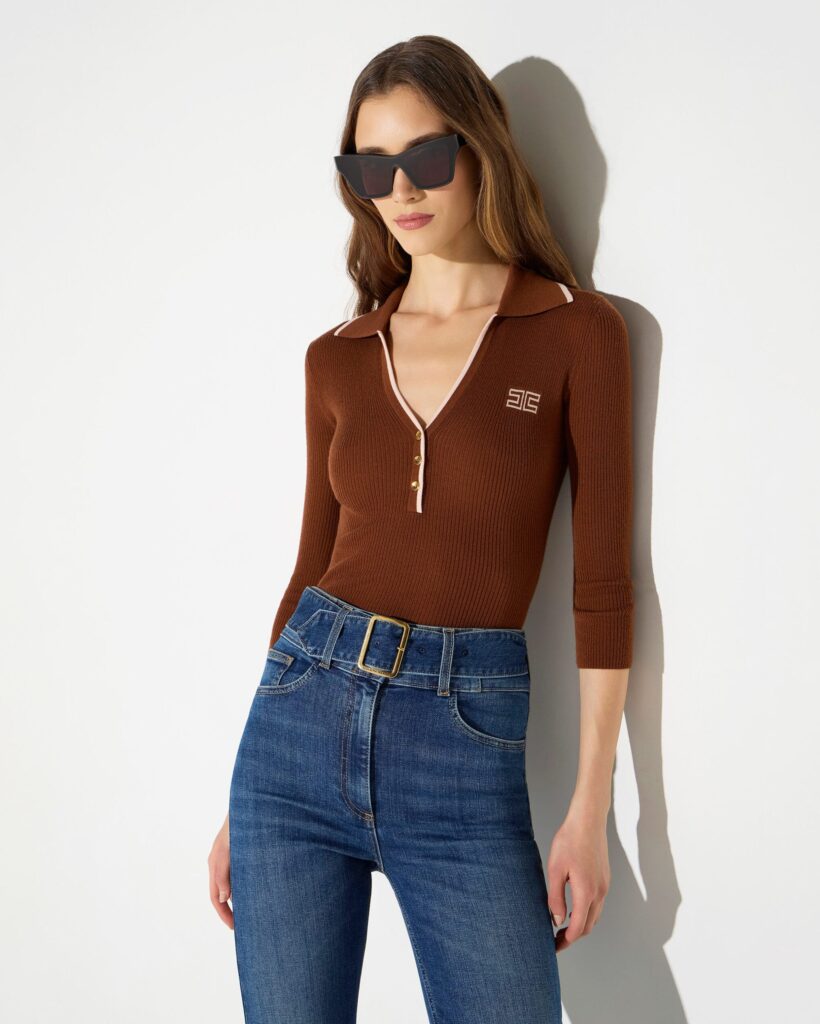 Polo de punto canalé de Elisabetta Franchi para CLNDSTNO