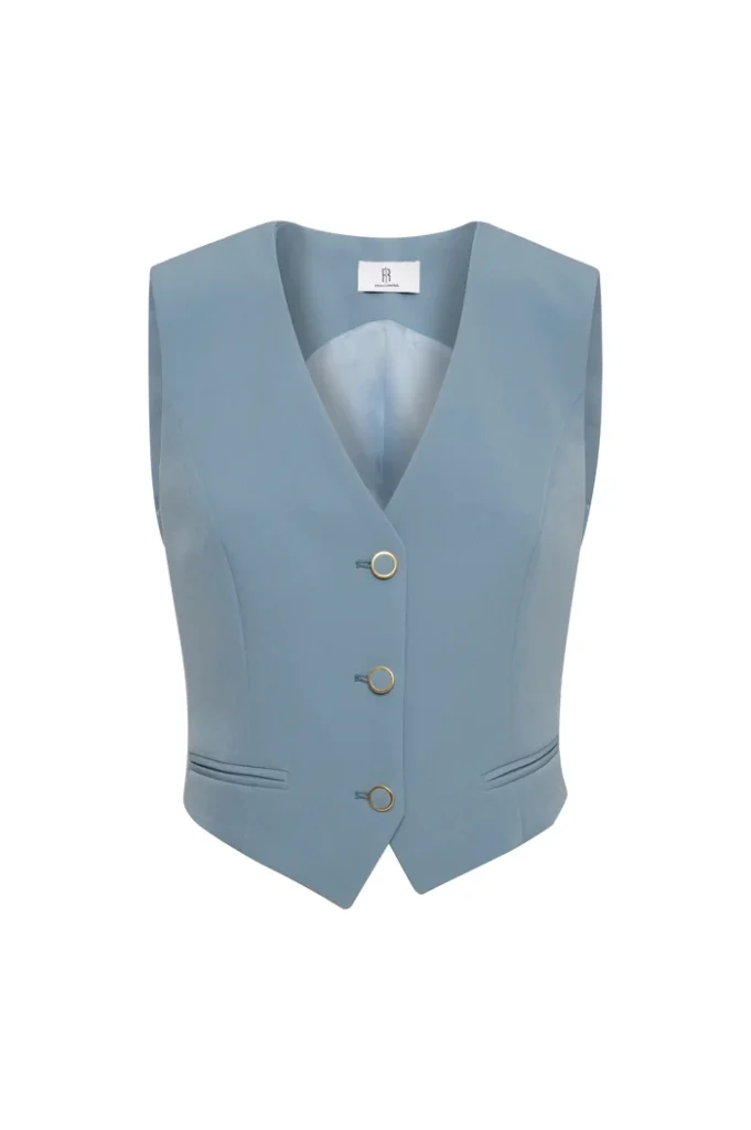 Chaleco sastre mujer escote en pico regular fit azul Fracomina para CLNDSTNO