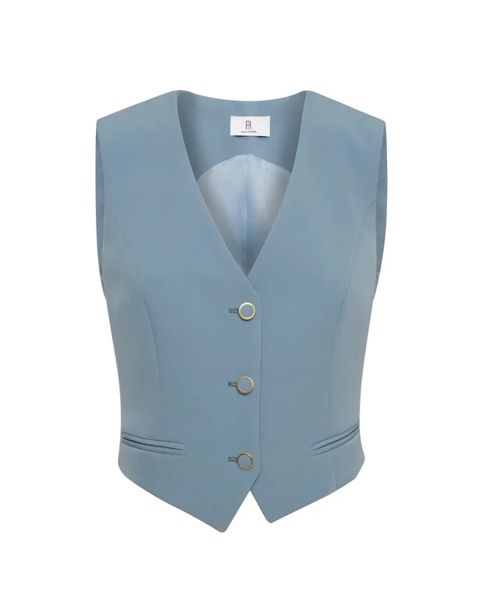 Chaleco sastre mujer escote en pico regular fit azul Fracomina para CLNDSTNO