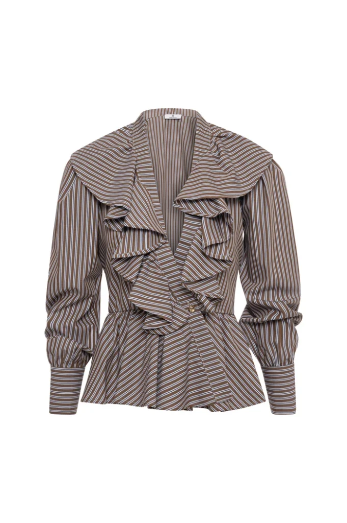 Blusa de rayas con volantes corte regular Fracomina para CLNDSTNO