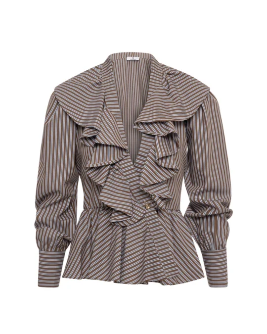 Blusa de rayas con volantes corte regular Fracomina para CLNDSTNO