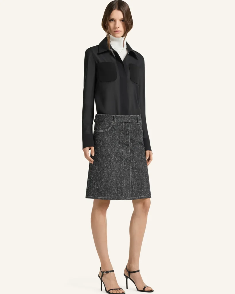 Falda tubo de denim y tweed - Pronto