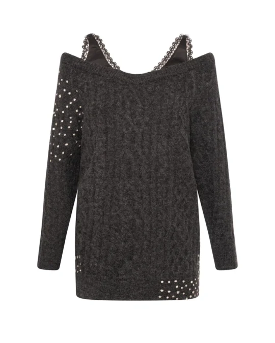 Vestido corto de punto con ochos entallado Fracomina gris para CLNDSTNO