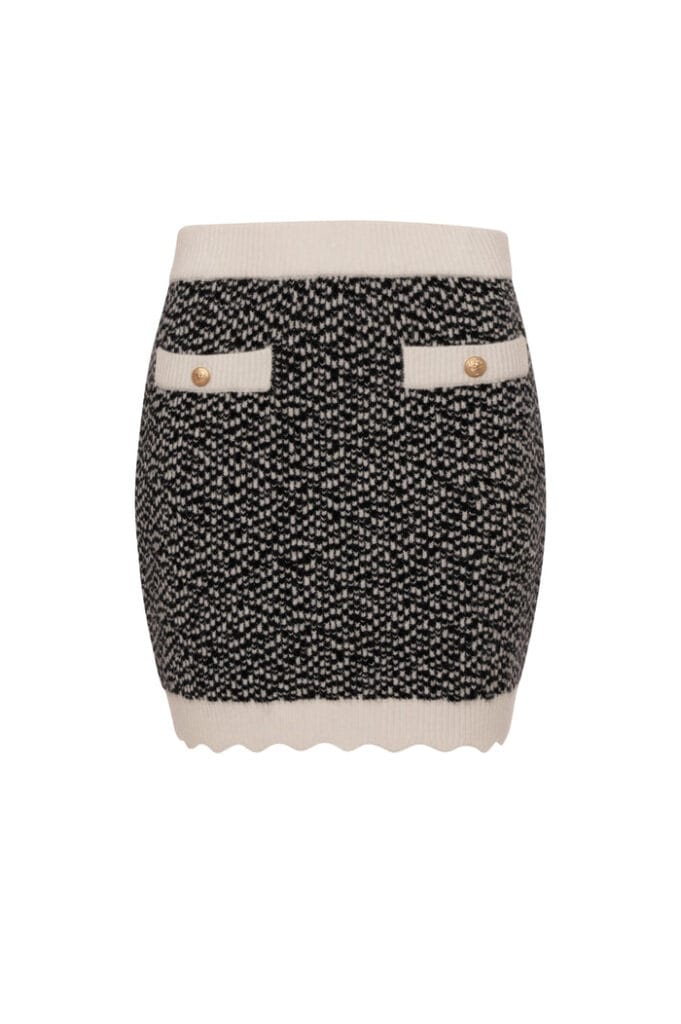 Falda mini de punto entallada blanco y negro Fracomina para CLNDSTNO