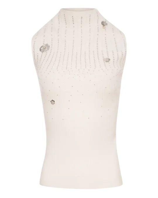 Top de punto sin mangas cuello redondo Fracomina blanco para CLNDSTNO