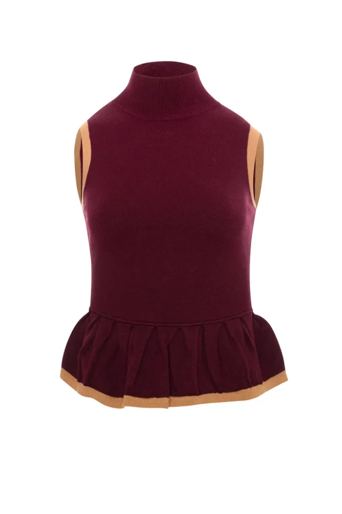 Top de punto fino bicolor sin mangas Fracomina mujer