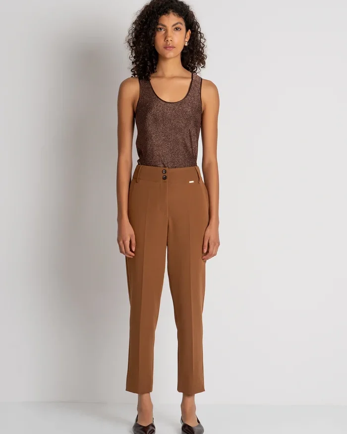 Pantalon chino sastre slim fit color caramelo Fracomina mujer para CLNDSTNO