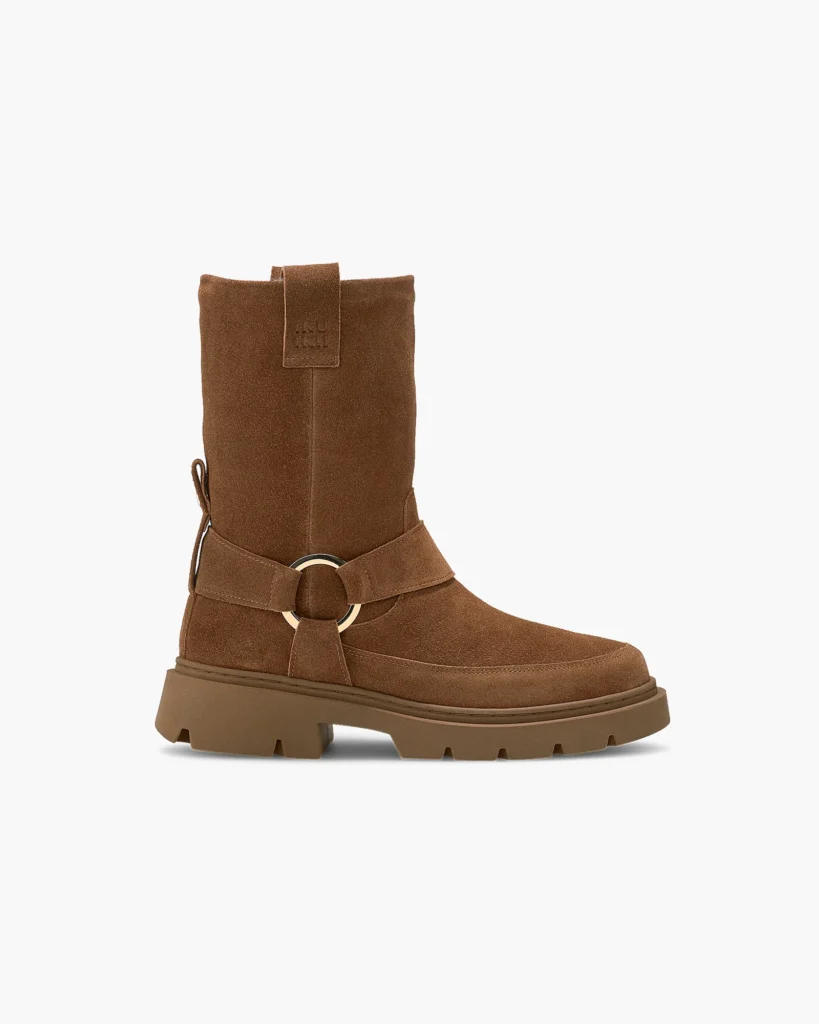 Botines de piel marron estilo motero Biker Wool Inuikii mujer para CLNDSTNO