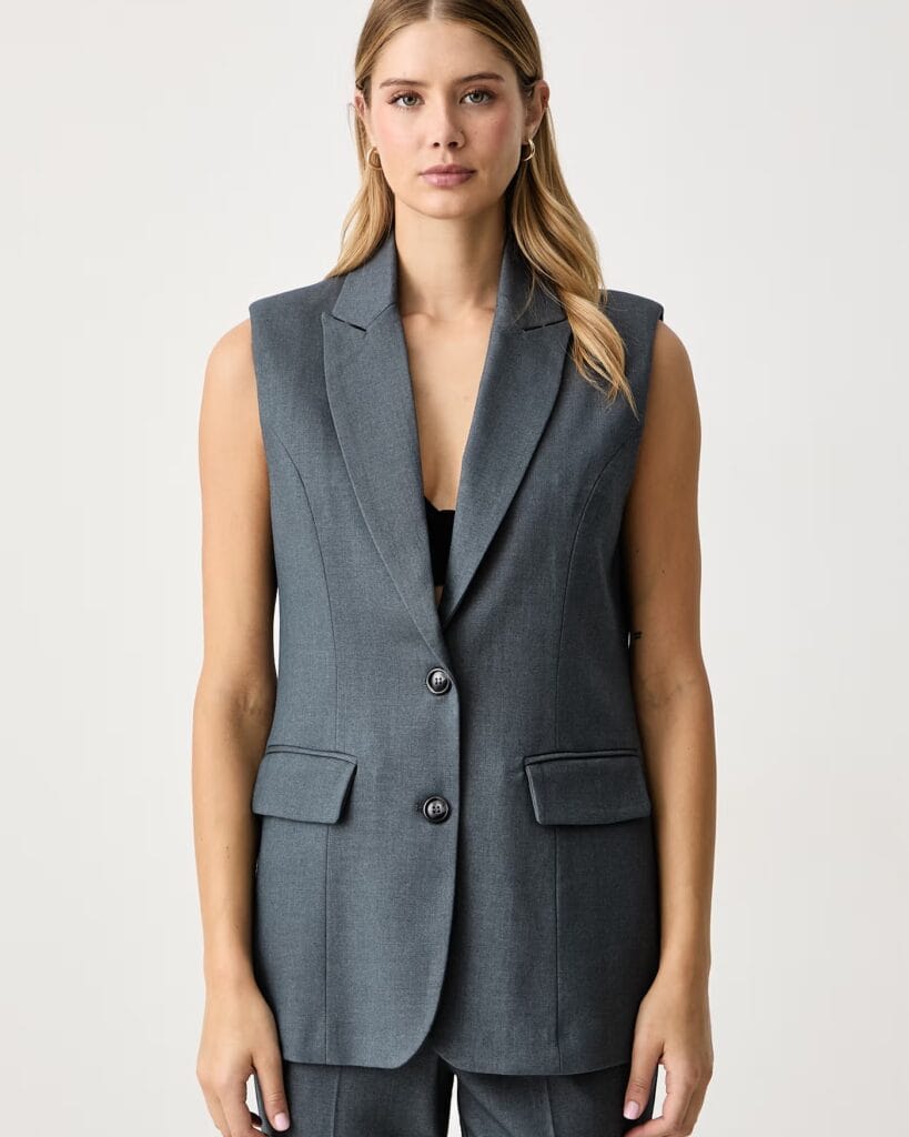 Chaleco largo sastre regular fit botonadura simple Fracomina gris