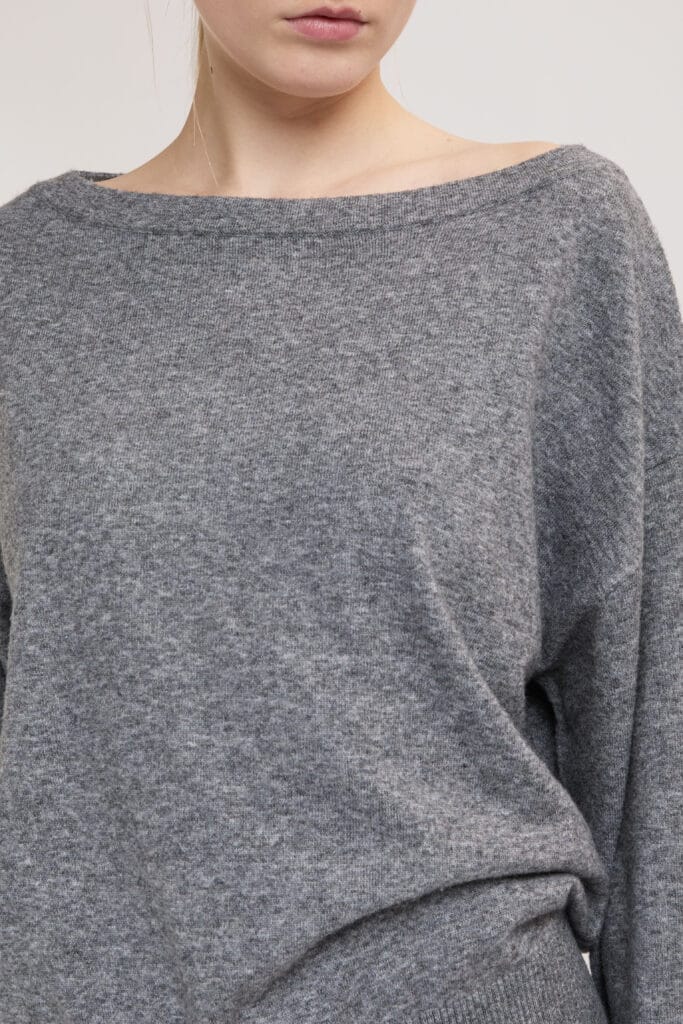 Jersey de punto suave cuello barco Eleh gris melange