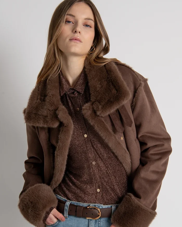 Chaqueta efecto borreguito corte regular marrón Fracomina para CLNDSTNO