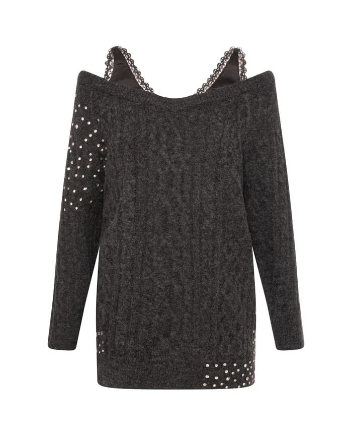 Vestido corto de punto con ochos entallado Fracomina gris para CLNDSTNO