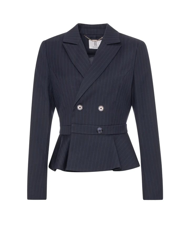 Blazer cruzada slim fit raya diplomática Fracomina azul
