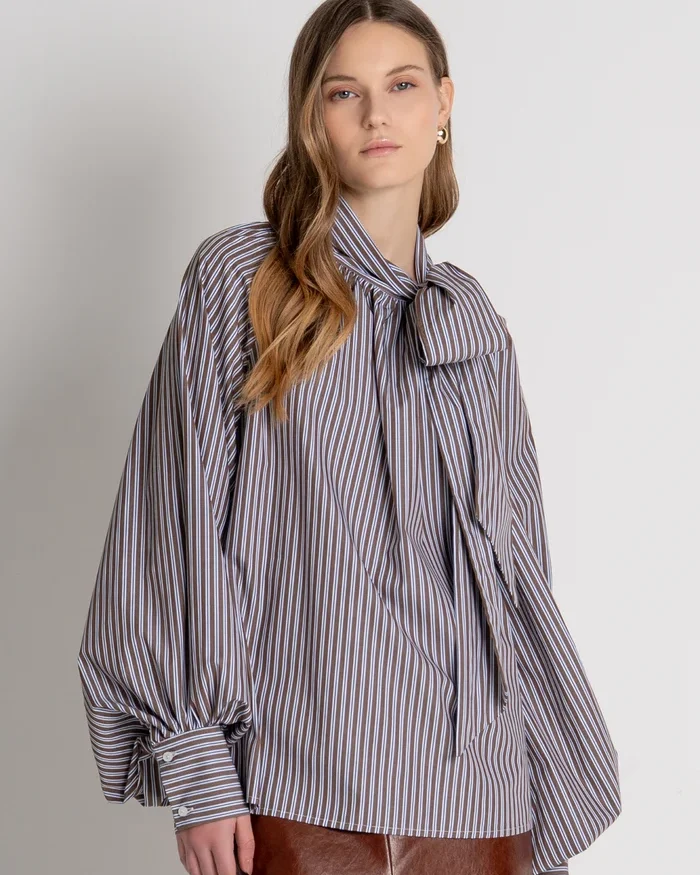 Blusa evase de algodon a rayas Fracomina mujer