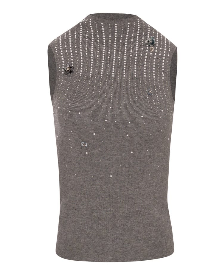 Top de punto sin mangas cuello redondo Fracomina gris para CLNDSTNO
