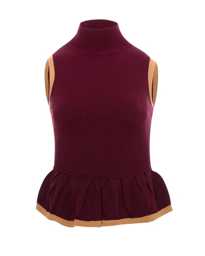 Top de punto fino bicolor sin mangas Fracomina
