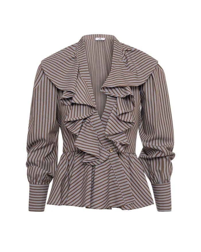 Blusa de rayas con volantes corte regular Fracomina para CLNDSTNO
