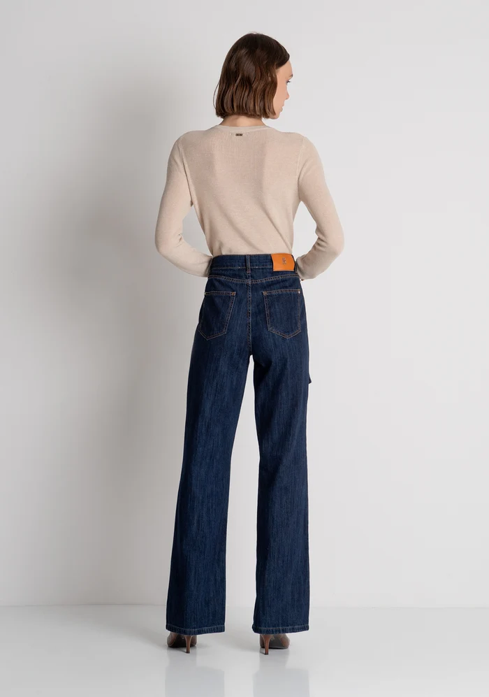 Bajo bootcut vaquero azul oscuro Fracomina look otoño